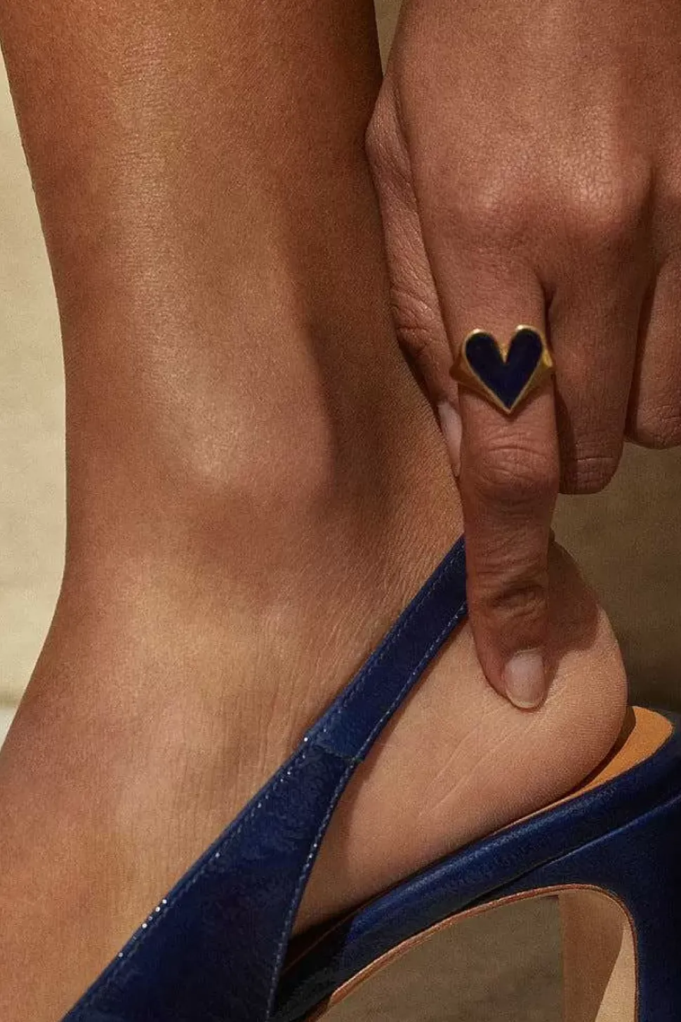 Bague Faustine Dore Coeur Marine
