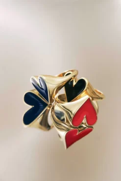 Bague Faustine Dore Coeur Rouge