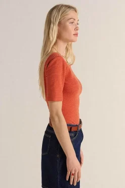 Body Heureuse Rayures Rouge Et Orange