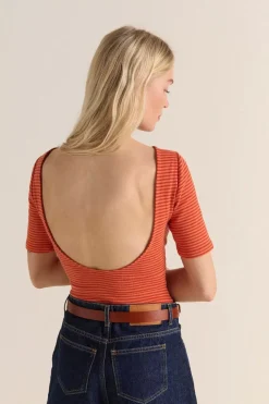 Body Heureuse Rayures Rouge Et Orange