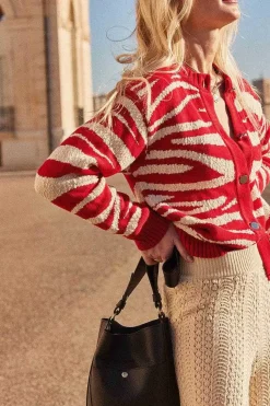 Cardigan Giboule Rouge Et Ecru