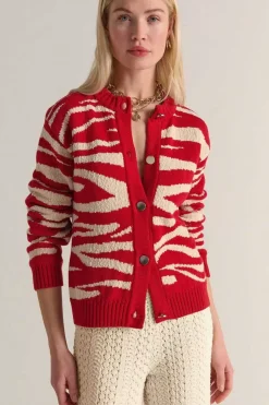 Cardigan Giboule Rouge Et Ecru