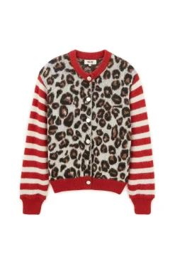 Cardigan Idole Rouge Et Leopard