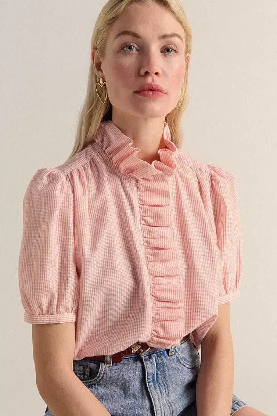Chemise Baignade Rayures Corail Irise