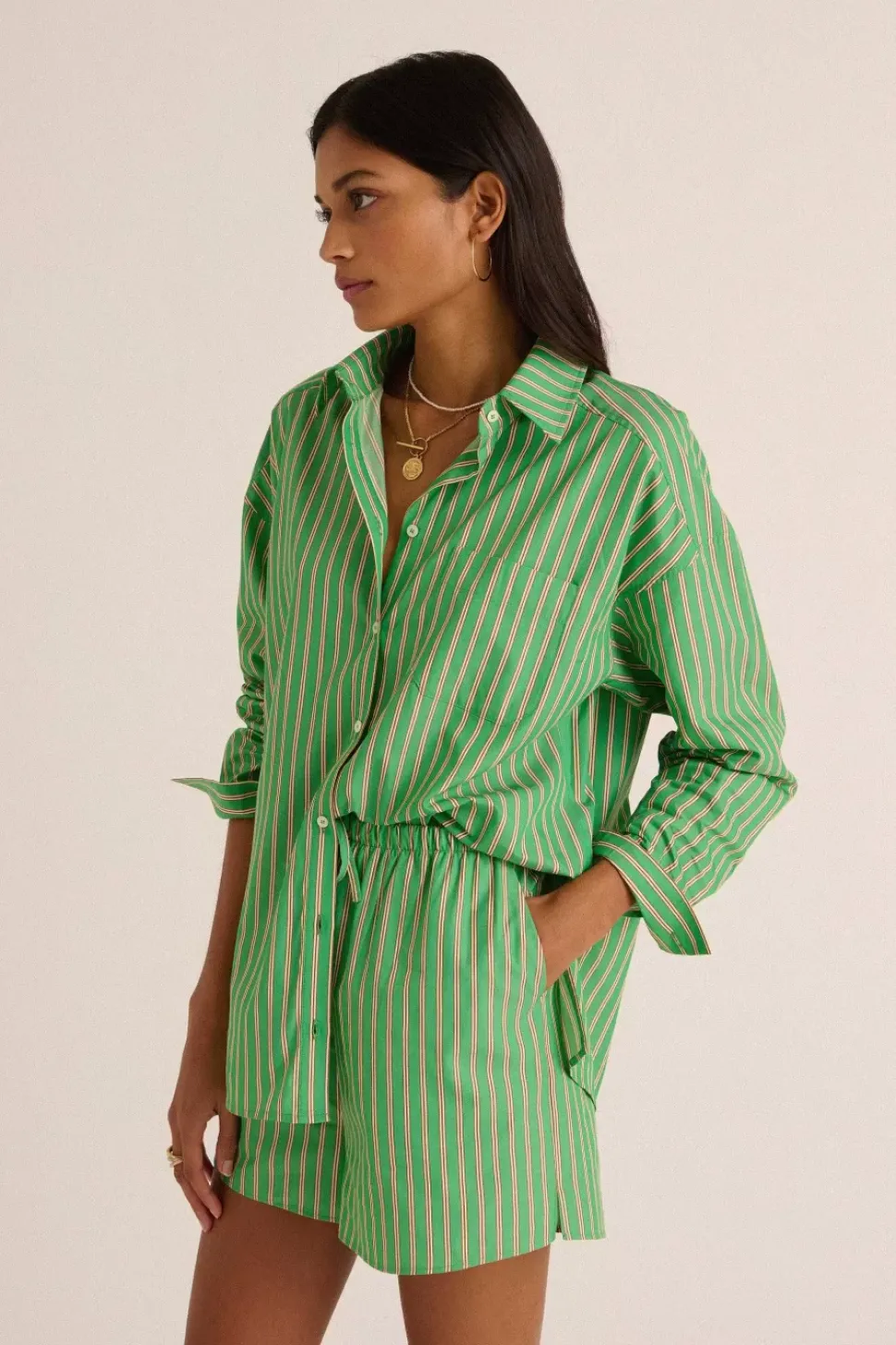 Chemise Hector Rayures Vert Et Orange
