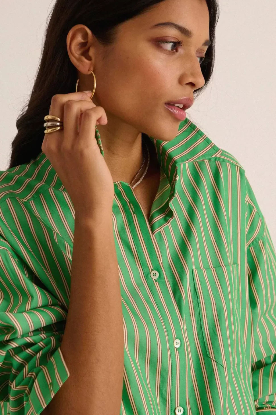 Chemise Hector Rayures Vert Et Orange