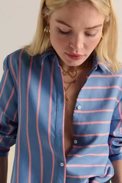Chemise Liseron Rayures Bleu Et Rose