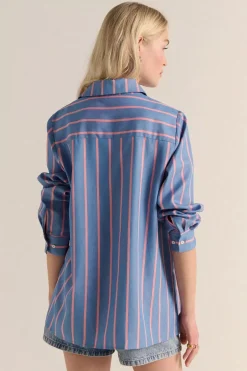 Chemise Liseron Rayures Bleu Et Rose