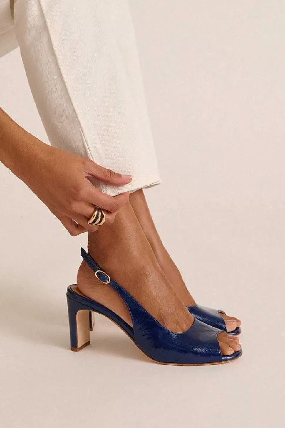 Escarpins Ode Vernis Froisse Bleu Nuit