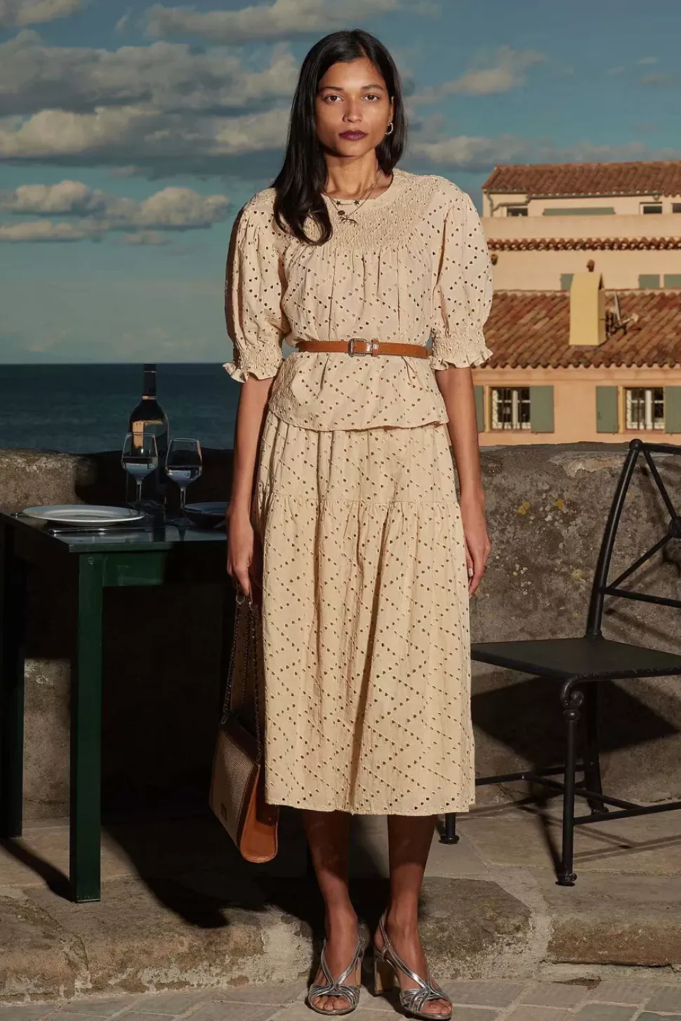 Jupe Gaby Broderie Anglaise Beige