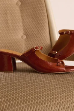 Mules Joane Vernis Froisse Cognac