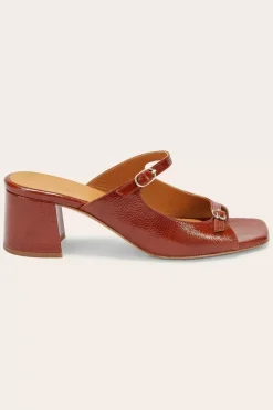 Mules Joane Vernis Froisse Cognac