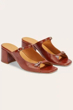 Mules Joane Vernis Froisse Cognac