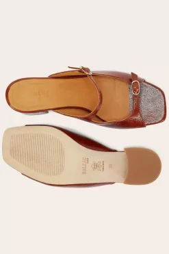 Mules Joane Vernis Froisse Cognac