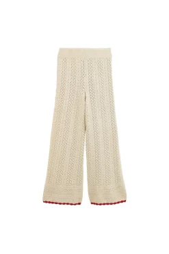 Pantalon Paysage Ecru Et Lisere Rouge