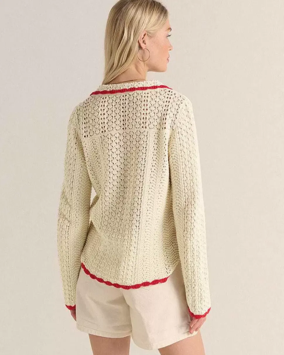 Polo Gabin Ecru Et Rouge