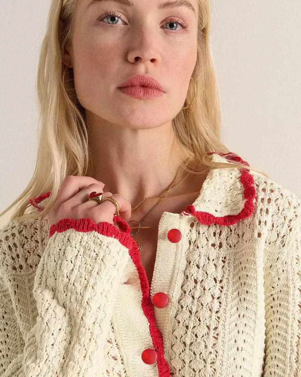 Polo Gabin Ecru Et Rouge