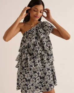 Robe Nouba Imprime Flower Party Marine Et Ecru