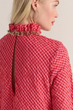 Robe Pepite Vichy Rose Et Rouge