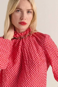 Robe Pepite Vichy Rose Et Rouge