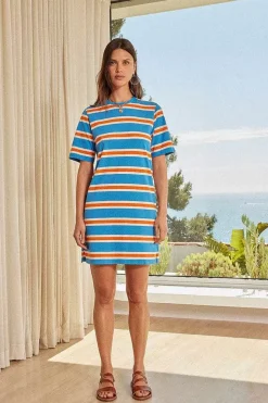 Robe Rejouissance Rayures Bleu Et Orange