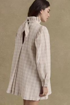 Robe Saga Carreaux Beige Et Blanc