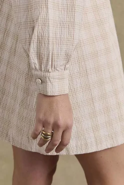 Robe Saga Carreaux Beige Et Blanc