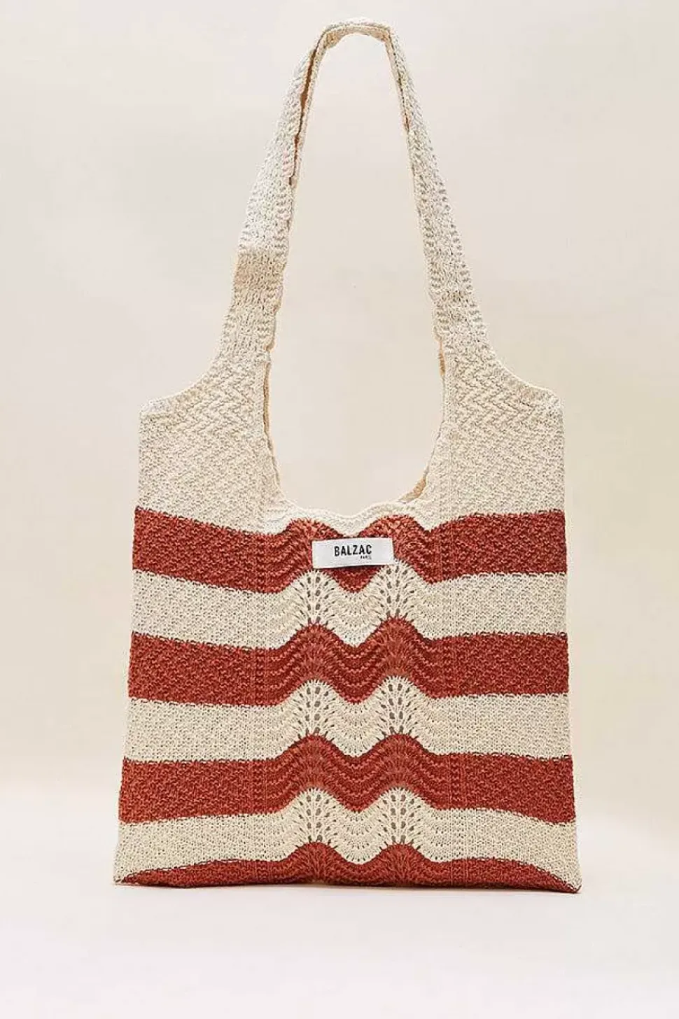Sac Playa Raye Ecru Et Brique