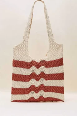 Sac Playa Raye Ecru Et Brique