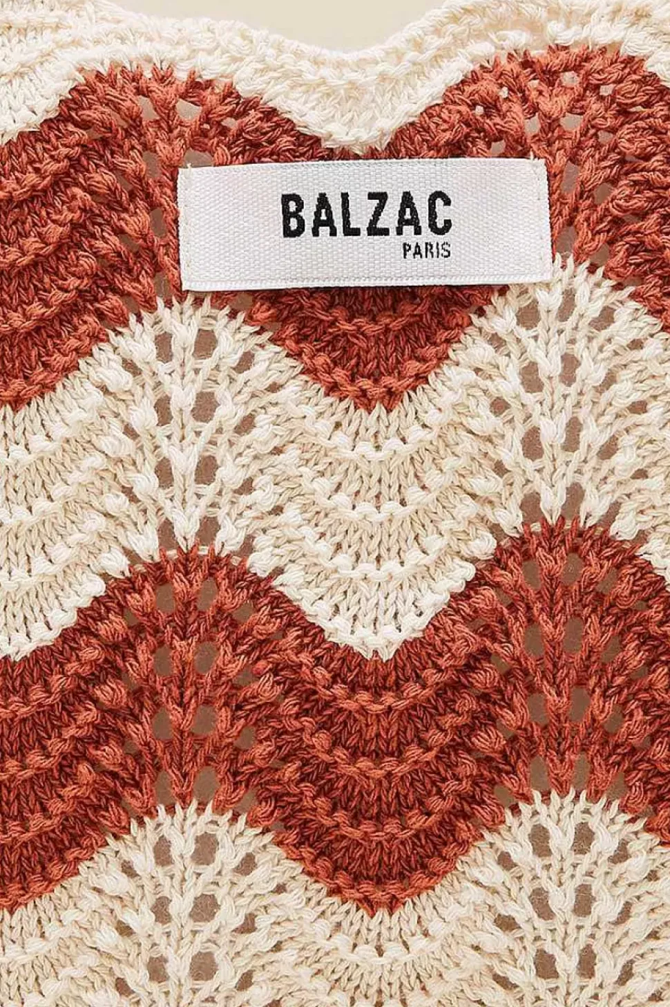 Sac Playa Raye Ecru Et Brique