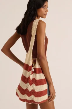 Sac Playa Raye Ecru Et Brique