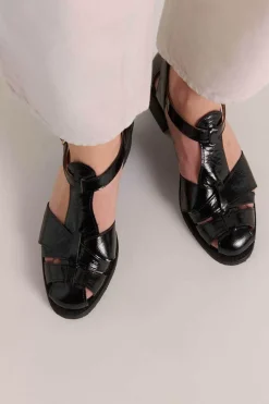 Sandales Corsaire Vernis Froisse Noir