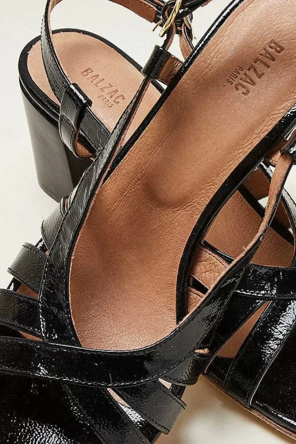 Sandales Prudence Vernis Froisse Noir