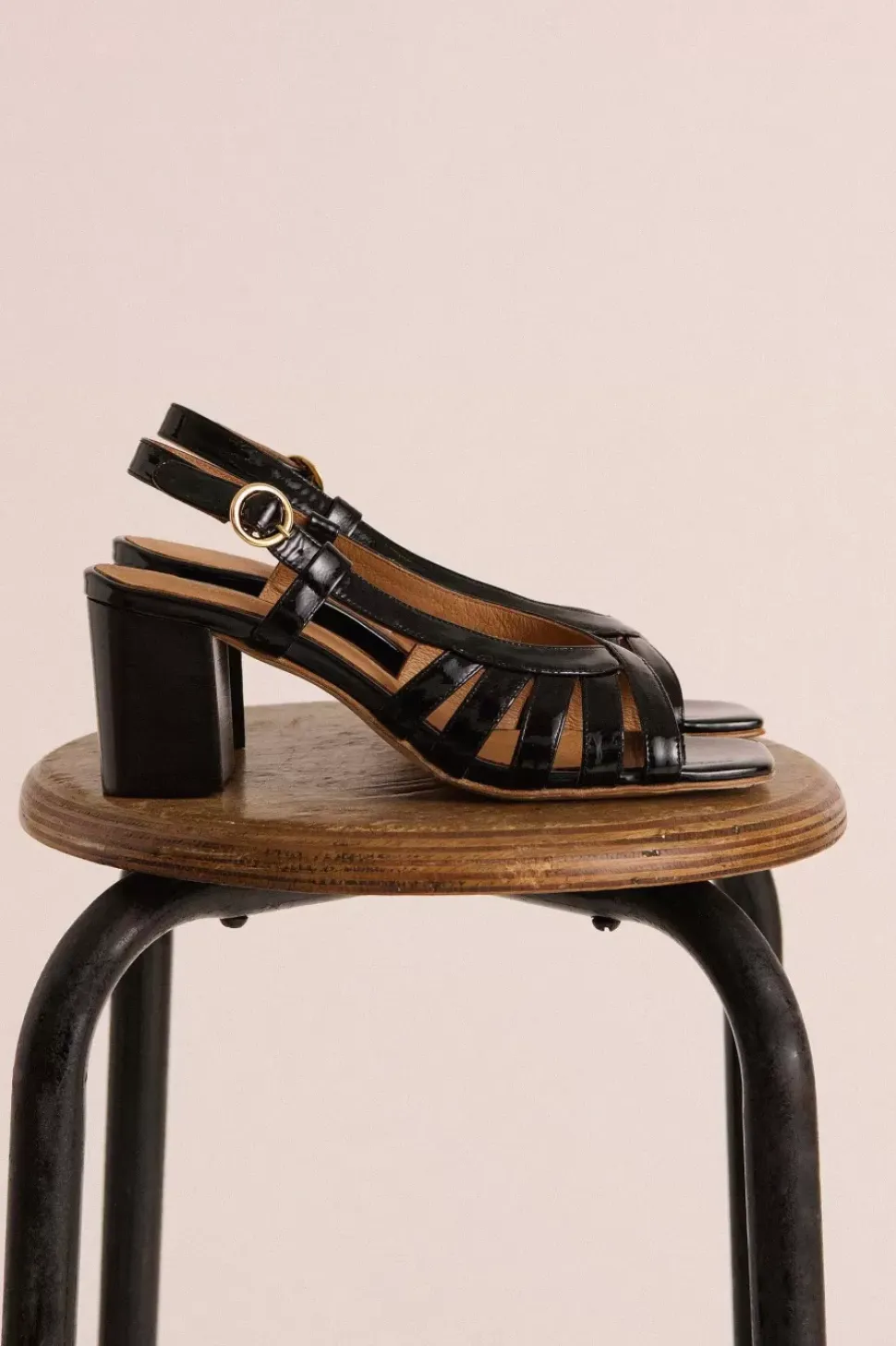 Sandales Prudence Vernis Froisse Noir