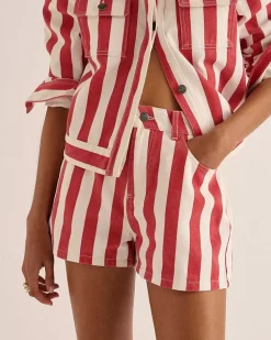 Short Triomphe Rayures Rouge Et Blanc