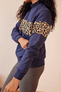 Sweat Anvers Marine Et Leopard