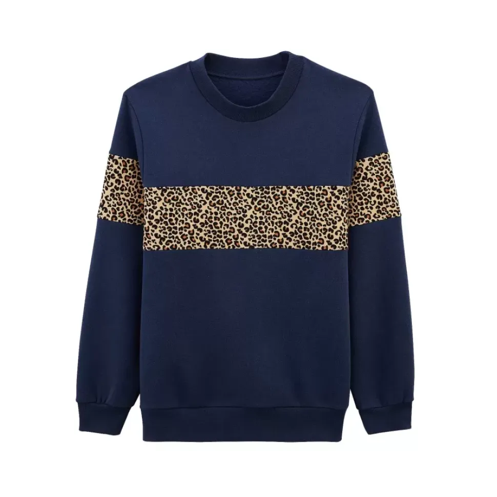Sweat Anvers Marine Et Leopard