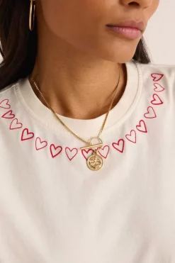 Tee-Shirt Bree Le Coeur A L'Ouvrage Ecru Et Rouge