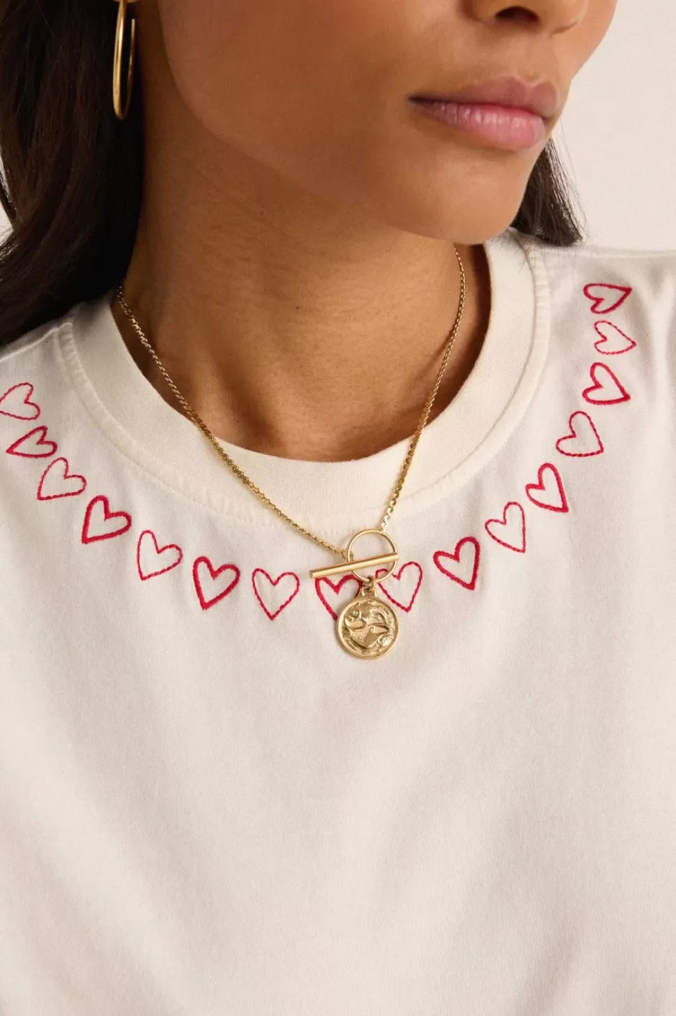 Tee-Shirt Bree Le Coeur A L'Ouvrage Ecru Et Rouge