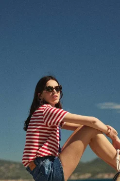 Tee-Shirt Bree Rayures Rouge Et Blanc