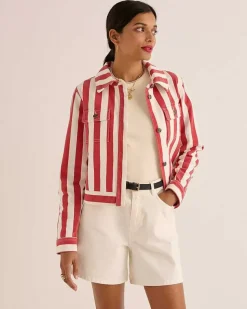 Veste Philou Rayures Rouge Et Blanc
